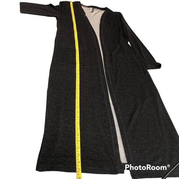 Ladies Maxi, Lightweight, Stretch Jersey Duster Robe, Open Front, Med, Dark Gray - Picture 8 of 11